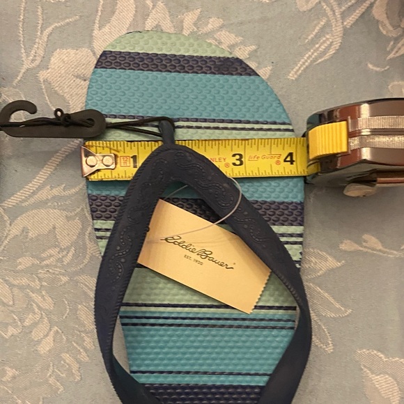 Eddie Bauer Striped Blue and Green Flip Flops NWT - Picture 5 of 7